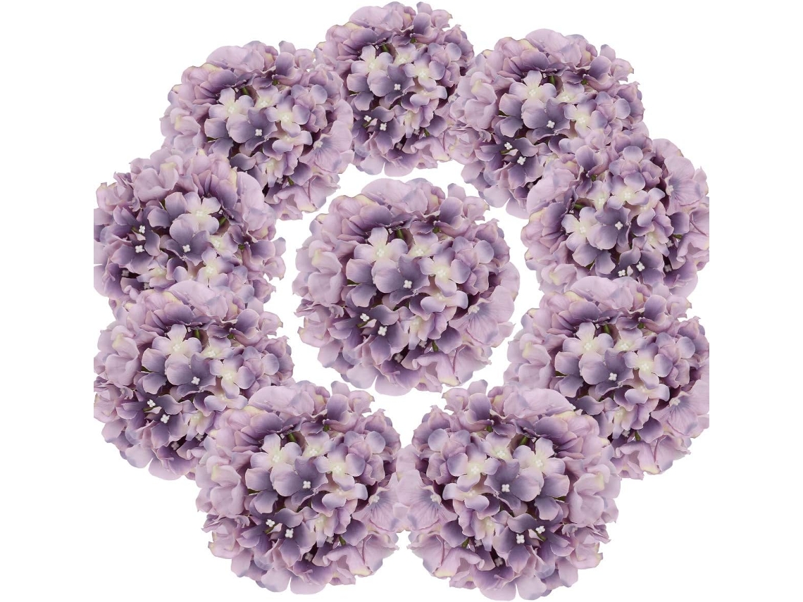 Conjunto de 10 Cabeças Flores Artificiais Seda Bordadas em Formato Bola com Detalhes Couro BRILVIBERA