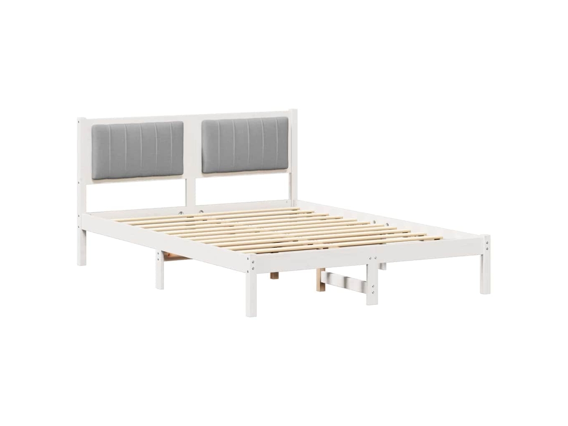 Estrutura de Cama com Cabeceira Estofada em Cinzento Claro MAISON EXCLUSIVE