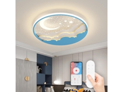Plafon Led Azul 50 Cm Com Lua E Estrelas, Céu Estrelado Para Quarto