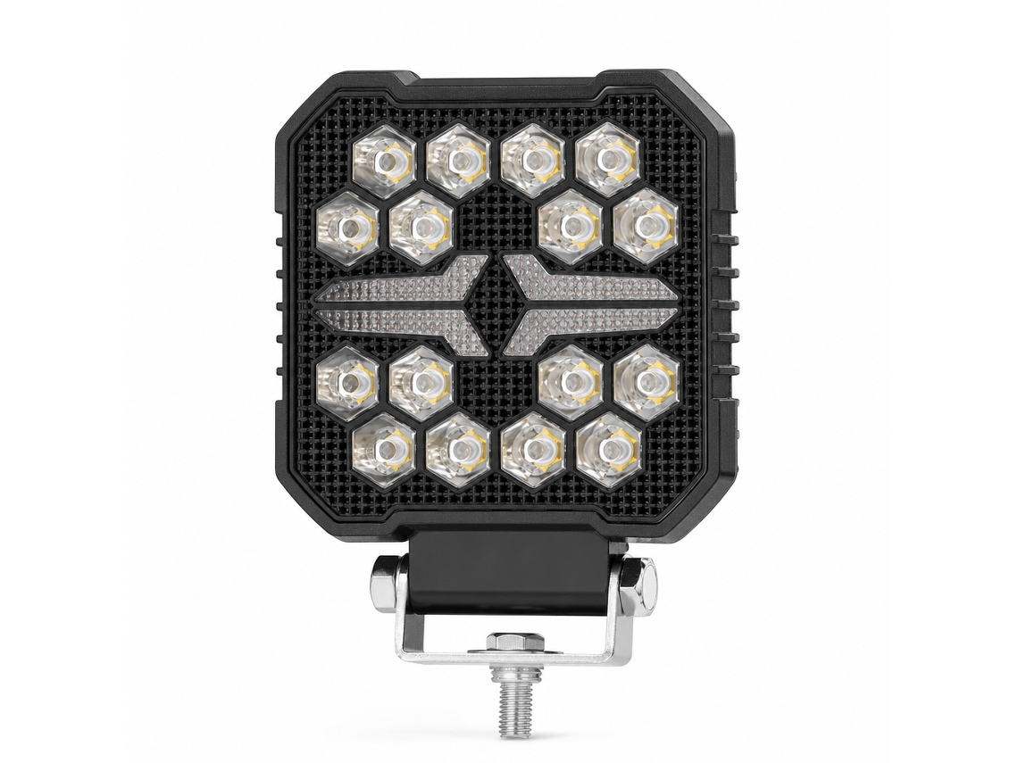 Farol De Trabalho Led Quadrado 30 W Para Veículos, Luz Principal Branca E Luz Diurna Amarela