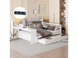 Sofá-cama Madeira 140x200 Com Escrivaninha, Tomada E Arrumação