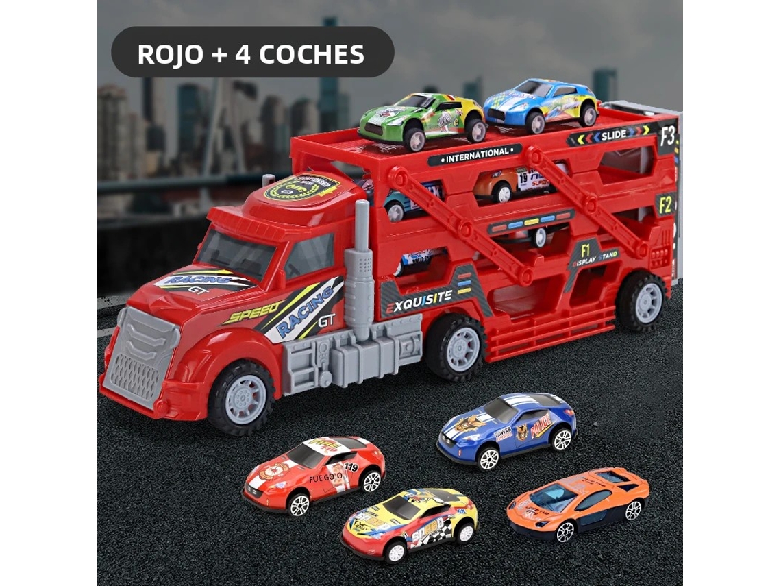 (vermelho) Caminhão De Brinquedo Infantil Em Liga Metálica, Tipo Lançador Dobrável, Material Abs, Pilhas Não Incluídas