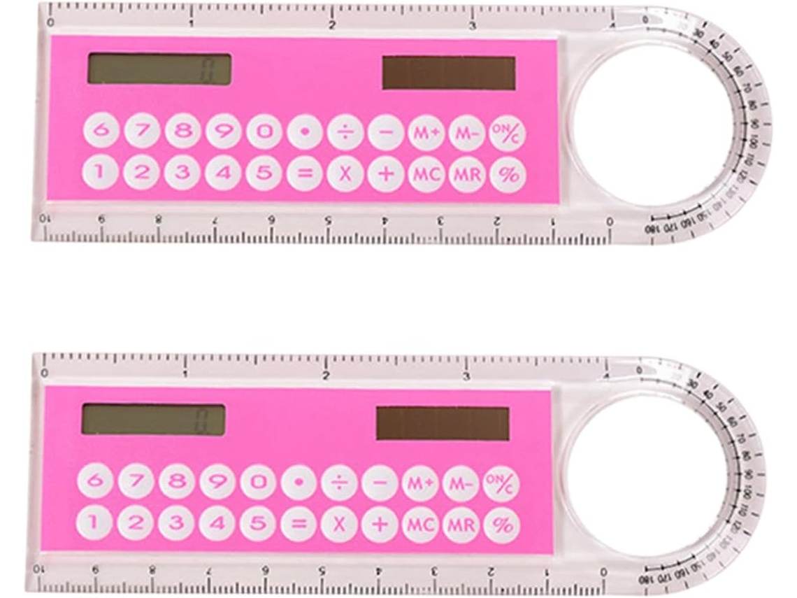Conjunto De 2 Réguas Para Artigos De Papelaria Variados, Calculadora