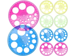 Conjunto Besportble com 10 decalques circulares de plástico métrico de 360 graus para estudantes, superfície lisa.