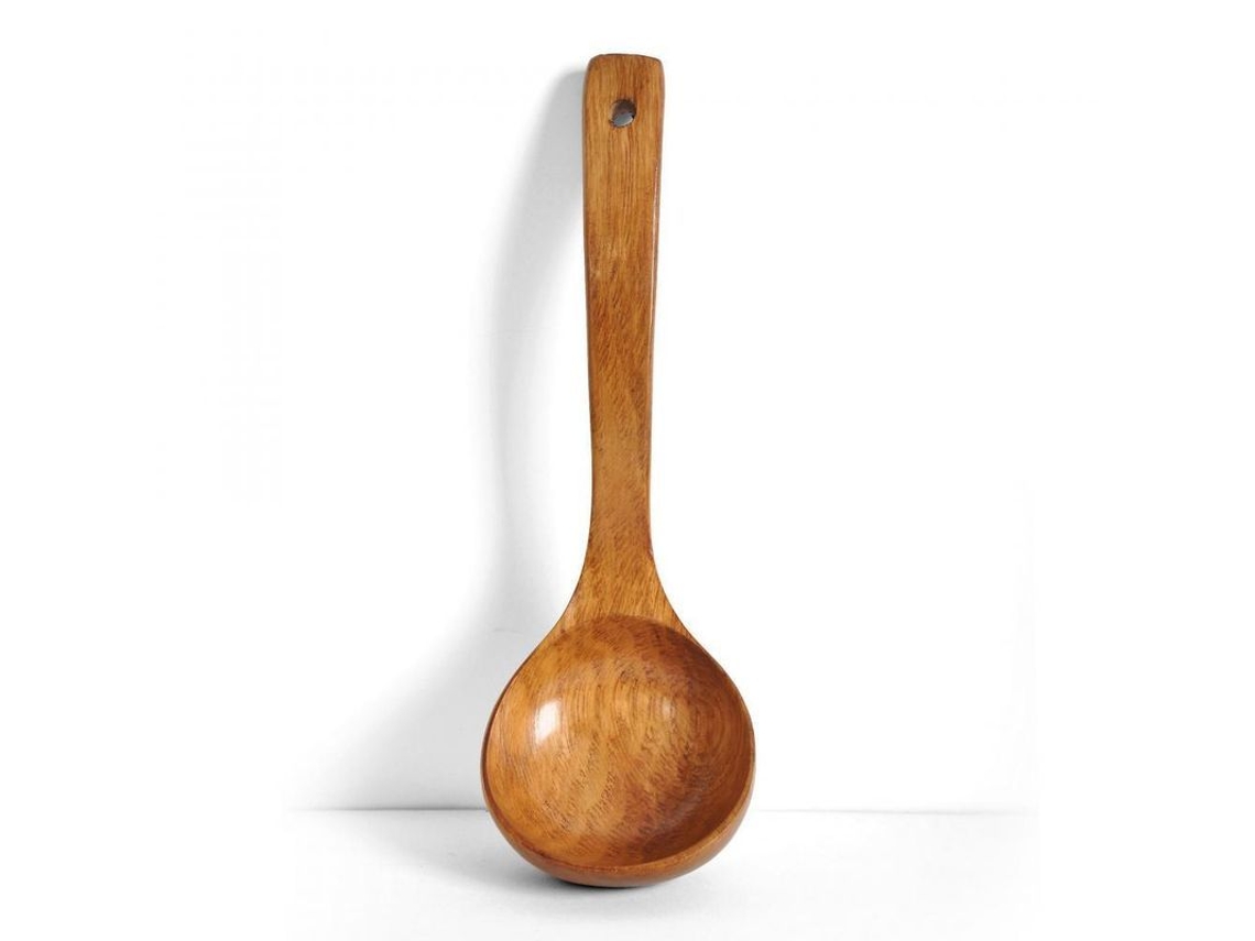 Rebe-cuchara De Madeira Natural De Manga Longa, Utensílio De Cozinha Prático Para Sopa E Mingau, Feito À Mão
