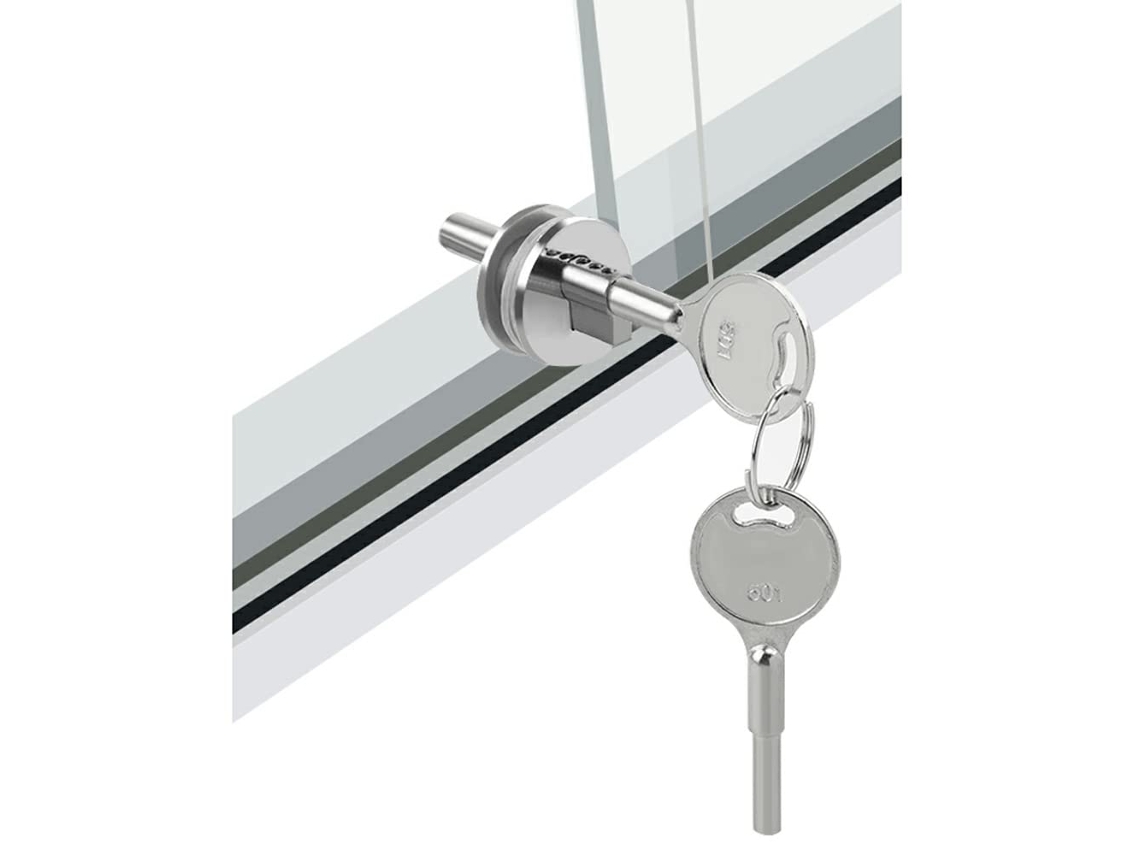 Fechadura Para Vidro, Porta De Vidro Deslizante Com Chave, Vitrine, Adequada Produtos Em Vitrines Deslizantes, Vidros Espessura 0,12'' A 0,23