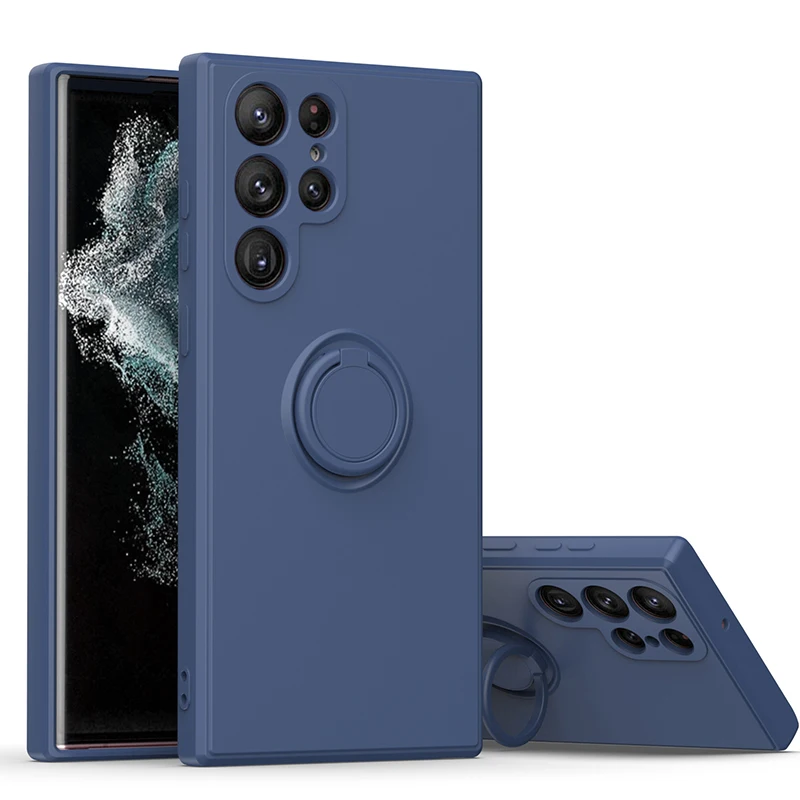 Capa Traseira De Silicone Líquido (azul Escuro S23) Com Suporte Magnético, Capa Para Celular