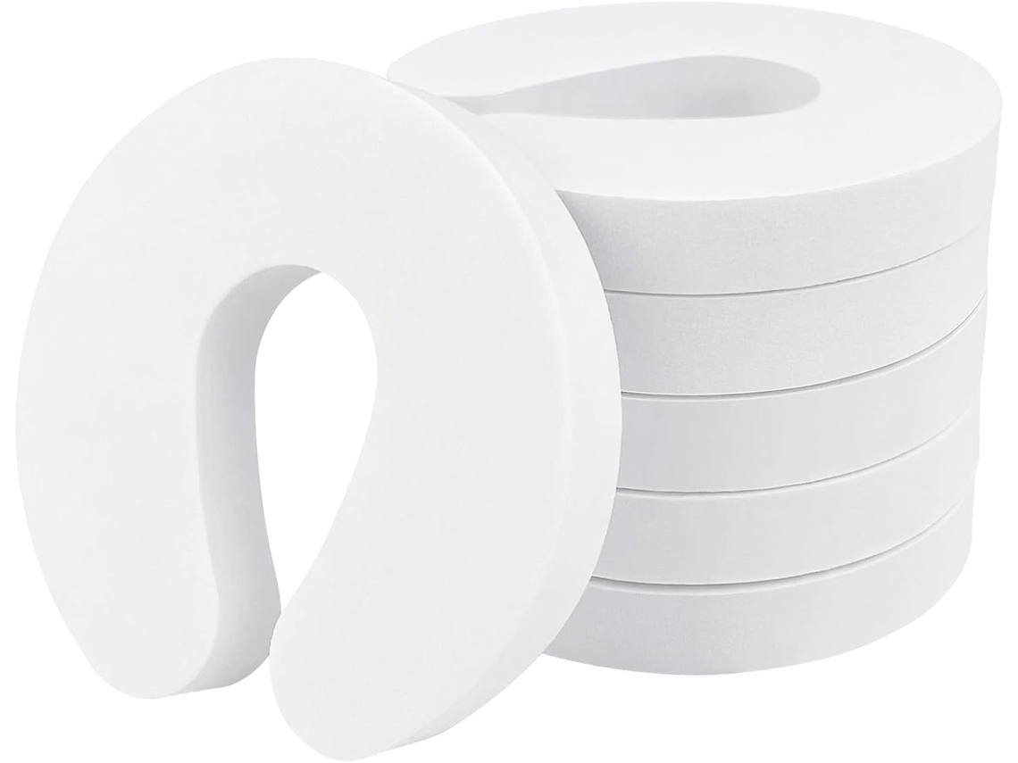 Tope De Puerta Con Abrazadera Para Protección De Dedos De Bebé, 6 Piezas (blanco)