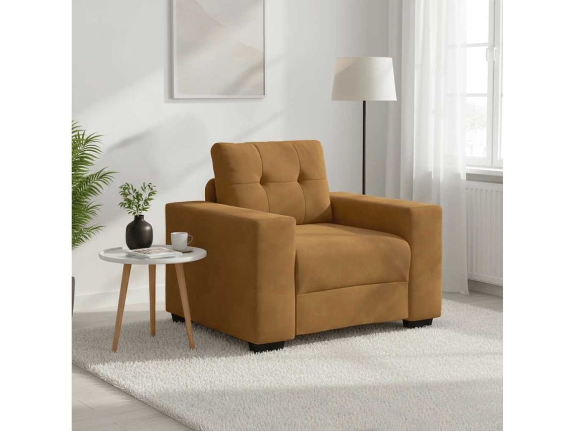 Vidaxl Poltrona De Veludo Marrom 100x78x80 Cm