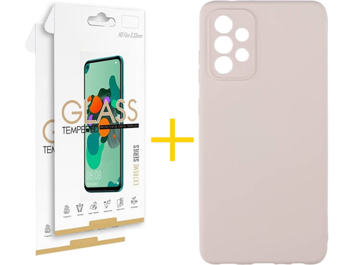 Capa e 2 Películas de Vidro Samsung A52 5G SKYHE Silicone Líquido Rosa