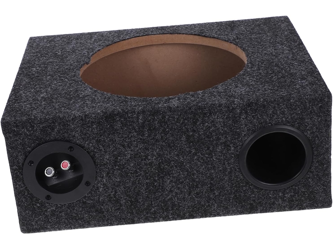 Subwoofer Automotivo Ultrafino De 10 Polegadas Com Acabamento Em Madeira De Alta Qualidade, Compatível Com Sistemas De Áudio Veicular.