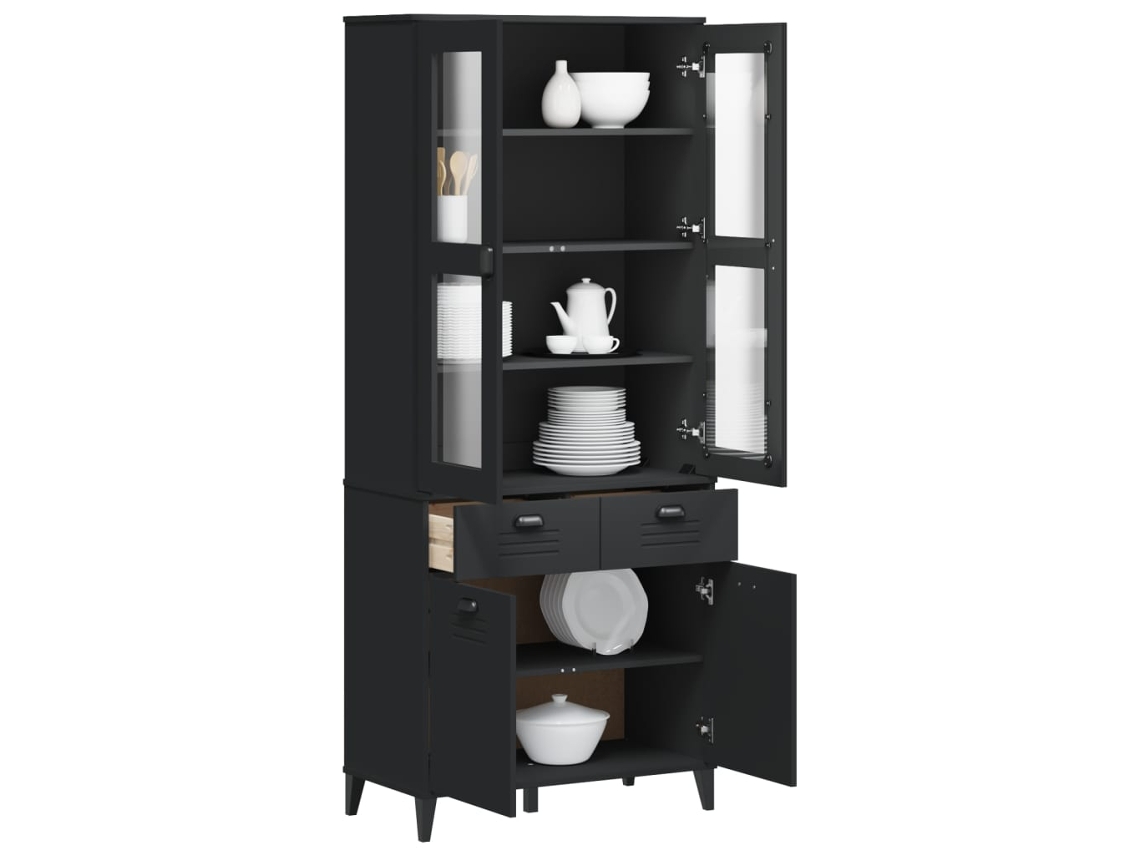 Viken Armario Alto 80x40x190 cm Madera Maciza de Pino Negro