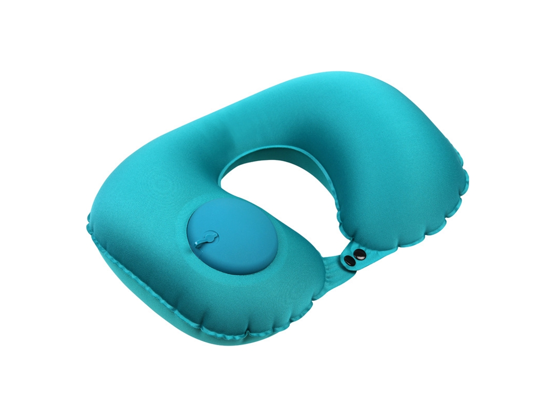 Travesseiro Inflável Portátil Formato U, Azul E Verde, Para Viagens, Para Apoiar O Pescoço E Ser Usado Por Adultos E Crianças