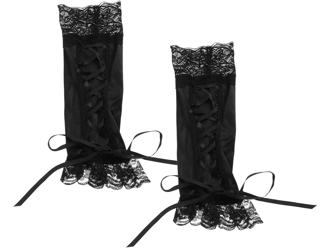 Ciieeo Capa De Manga Preta Em Renda, Manga Longa Com Laços, Acessório Decorativo Para Vestidos