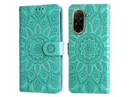 Capa De Couro Com Estampa De Girassol Para Xiaomi Redmi A5 Nfc (173,4579,358,45 Mm) - Verde