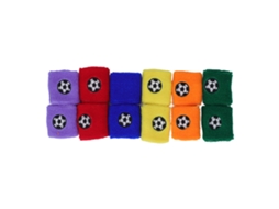 Mali 12 Pulseiras Esportivas Absorventes de Suor para Crianças Futebol Beisebol Poliéster 6x6cm