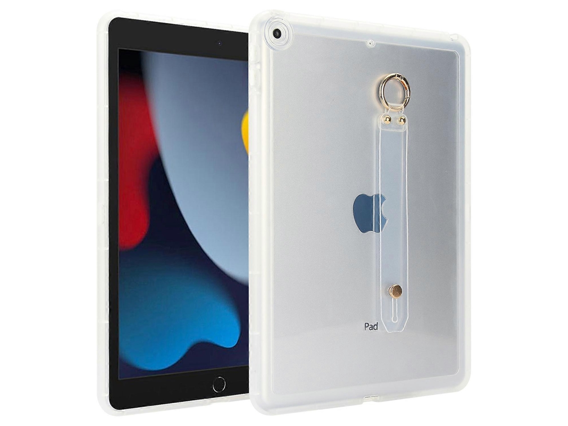 Capa Hengrongshen para iPad 10.2 (2020) (2019) Capa de TPU à prova de choque com alça de pulso, transparente (2021)