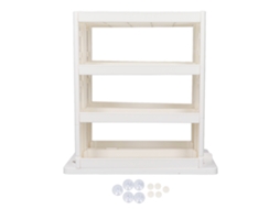 Organizador dobrável com rotação de 90° para temperos, ideal para cozinha e banheiro.