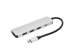 Hub Estendido Type-c 5 Em 1 Adaptador Usb 3.0 Pd 3.0 Hdmi Conversor Prata