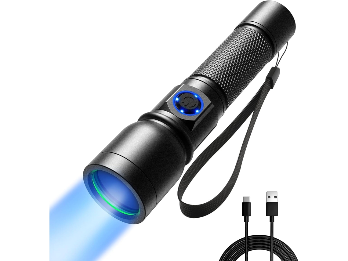 Lanterna Uv Recarregável Usb-c De 365 Nm Para Manchas De Urina De Animais De Estimação E Cura De Resina (preta)