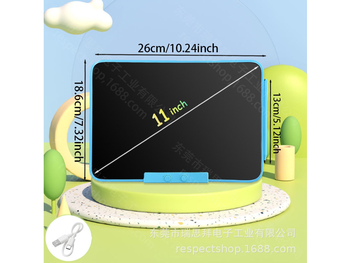 Mesa Digitalizadora Lcd com Tela Colorida para Desenho Infantil.azul de 11 Polegadas Recarregável CHENNNLS