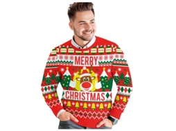 Suéter de Natal vermelho Feliz Natal Rena para homens