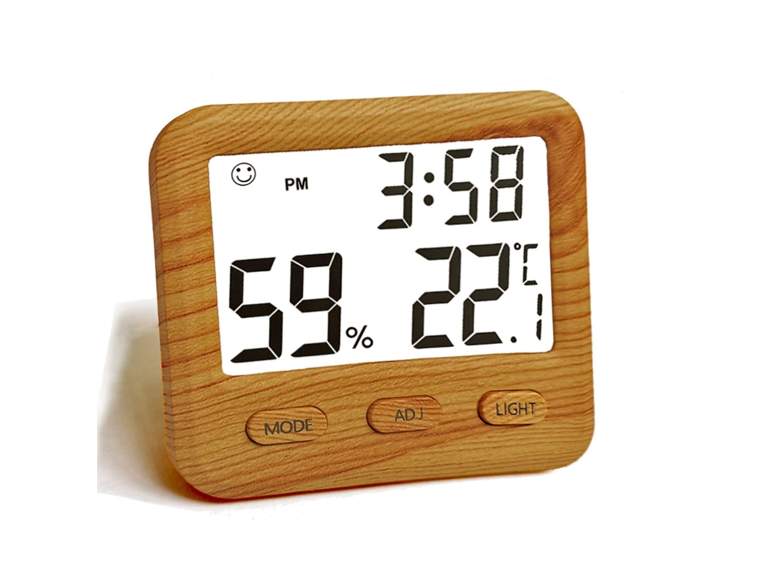 Termômetro E Higrômetro Digital Para Ambientes Internos, Medidor De Temperatura E Umidade Com Relógio De Mesa Para Quarto E Escritório (amarelo)