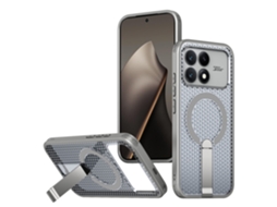 Capa Para Celular Com Design Em Favo De Mel, Suporte Magnético E Proteção Contra Quedas.cinza Titânio, Redmi 14c/poco C75