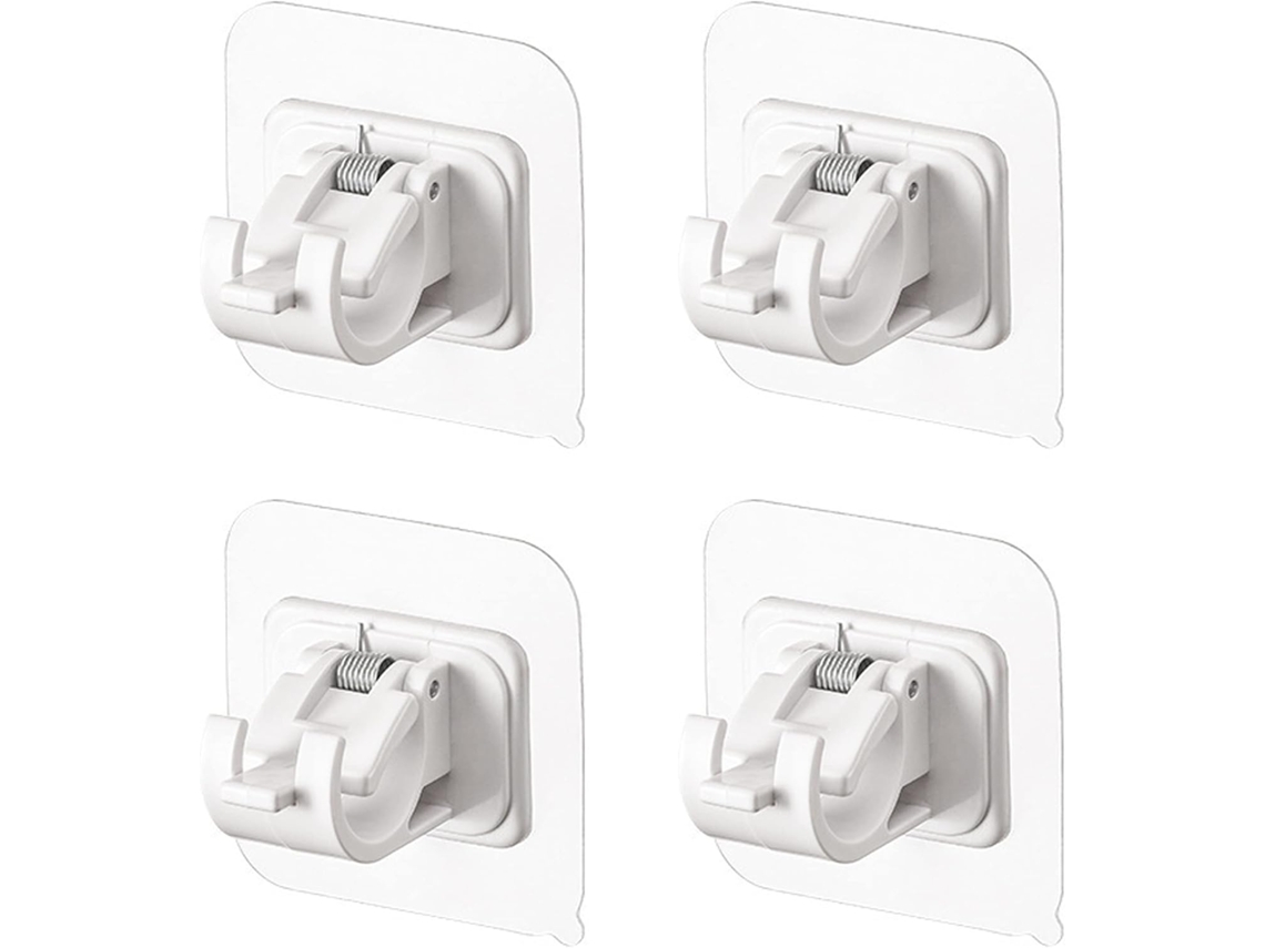 Conjunto De 4 Suportes Autoadesivos Para Varão De Cortina, Sem Necessidade De Furar, Com Ganchos Para Fixação Na Parede, Ideais Para Quartos