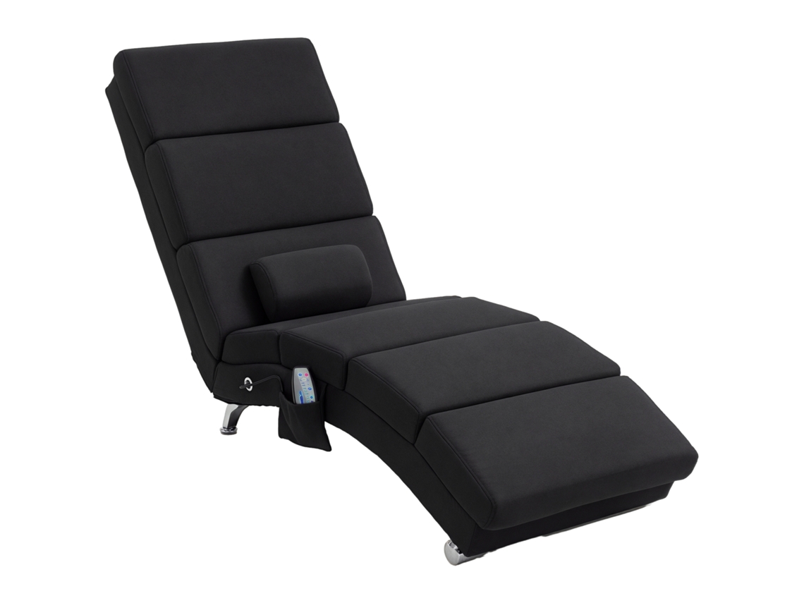 Sofá ergonômico de relaxamento com massagem e aquecimento, controlado por controle remoto, 56 x 168 x 84 cm, preto.