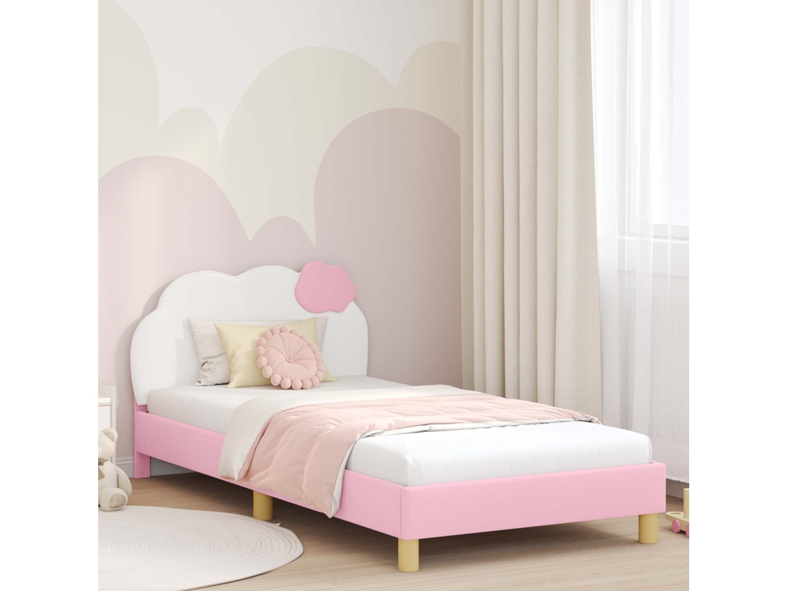Vidaxl Estrutura De Cama Infantil Com Cabeceira Rosa 90 X 190 Cm Pu