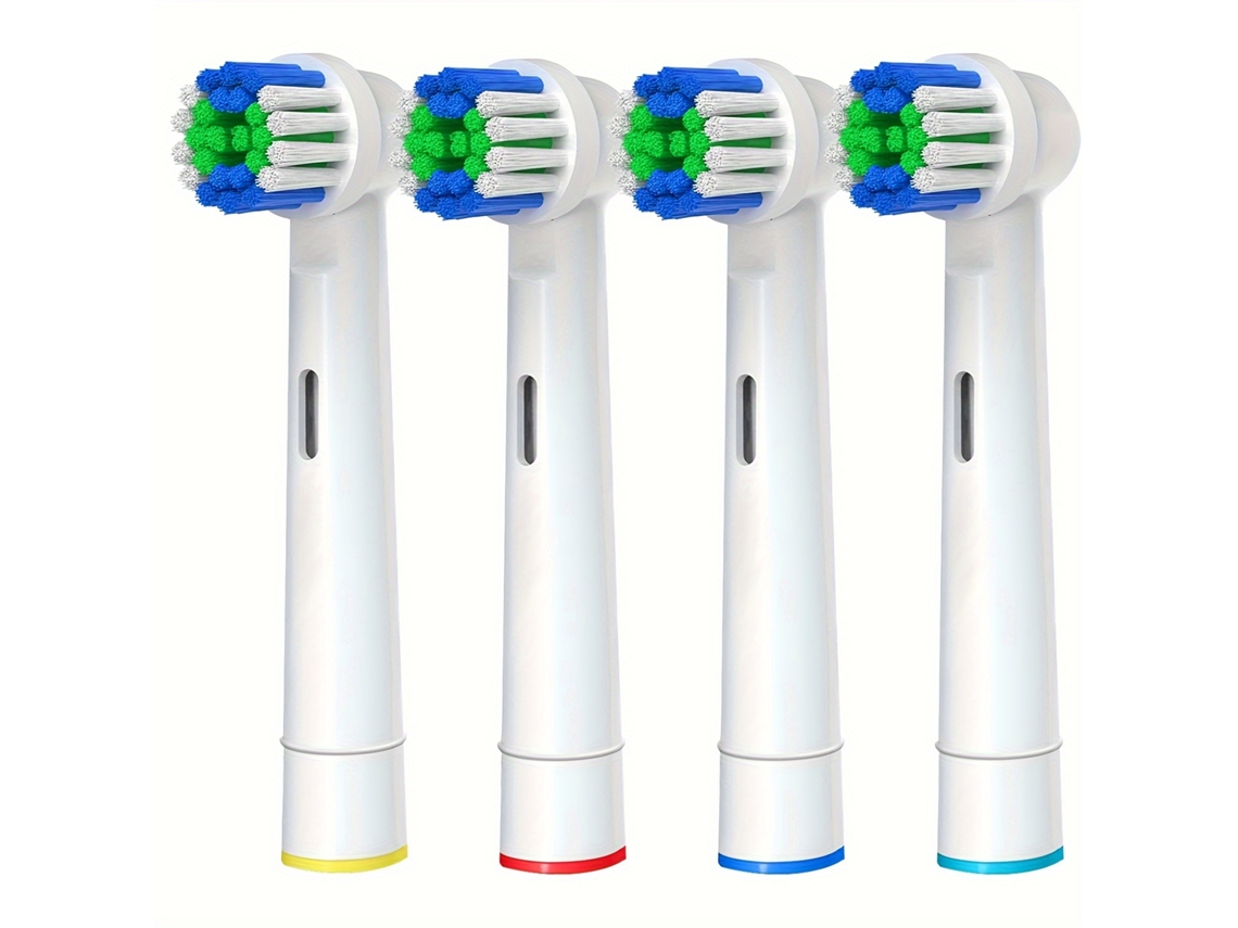 Escova de dentes elétrica compatível com Oral-B/Braun, cerdas sólidas, 4 cabeças extras.