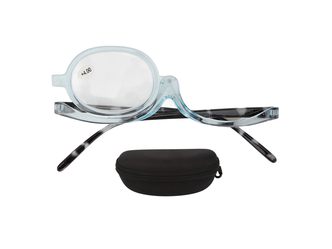 Lentes De Aumento +4.00 Para Maquillaje E Leitura Com Lente Intercambiável, Armação De Plástico Resistente E Estojo De Armazenamento