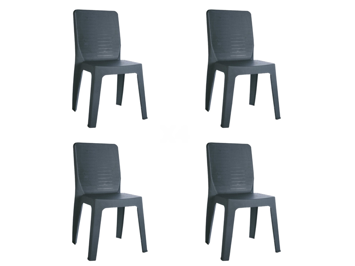 Set 4 Cadeiras Interior, Exterior Cinza Escuro Iris Garbar
