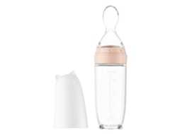 Baby Rice Cereal Bottle, Infant Food Supplement Bottle, Rice Cereal Spoon, Squeeze Spoonrosa E Branco