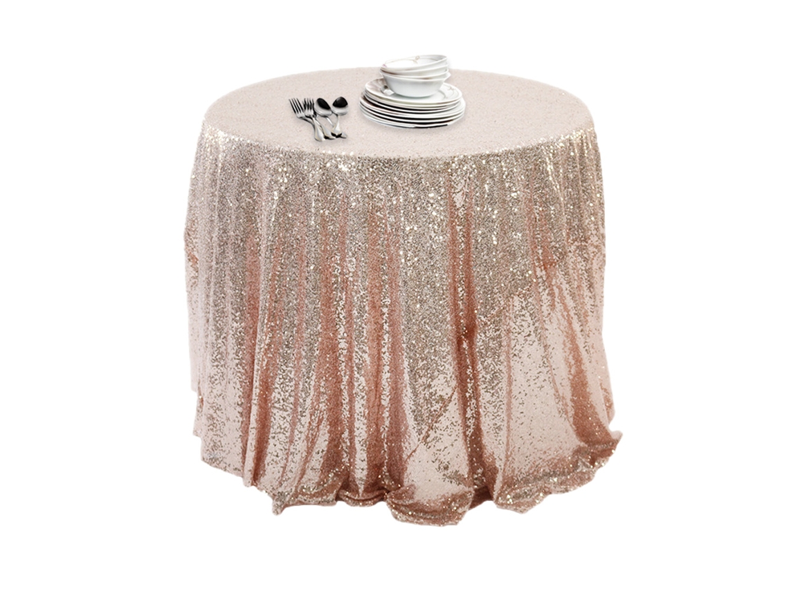 Toalha de Mesa Drapeada Brilhante Toalha de Mesa de Tecido de Lantejoulas para Festa de Cerimônia de Halloween 120 Cm * 180 Cm Ouro Rosa