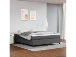 Estrutura De Cama 180x200 Cm Couro Artificial Cinzento