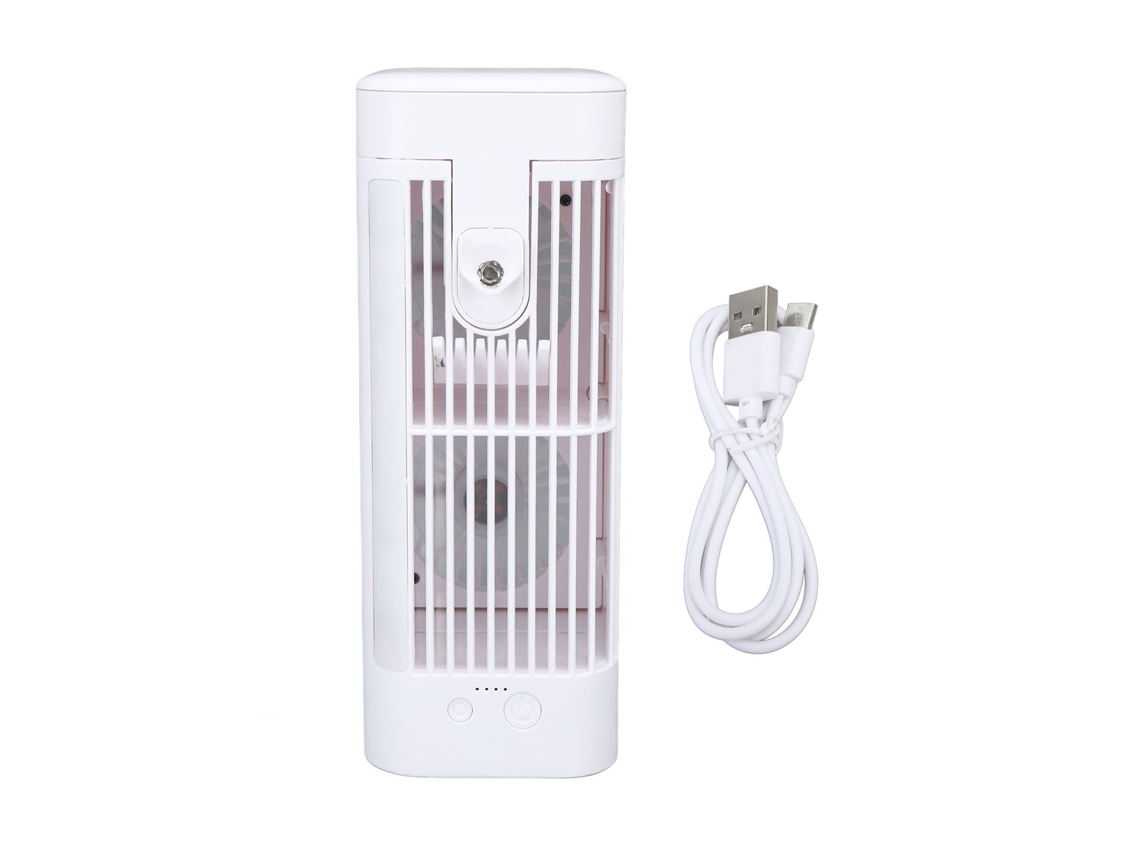 Ventilador de Mesa Luz Noturna Ajustável Silencioso com Sprayer Multifuncional