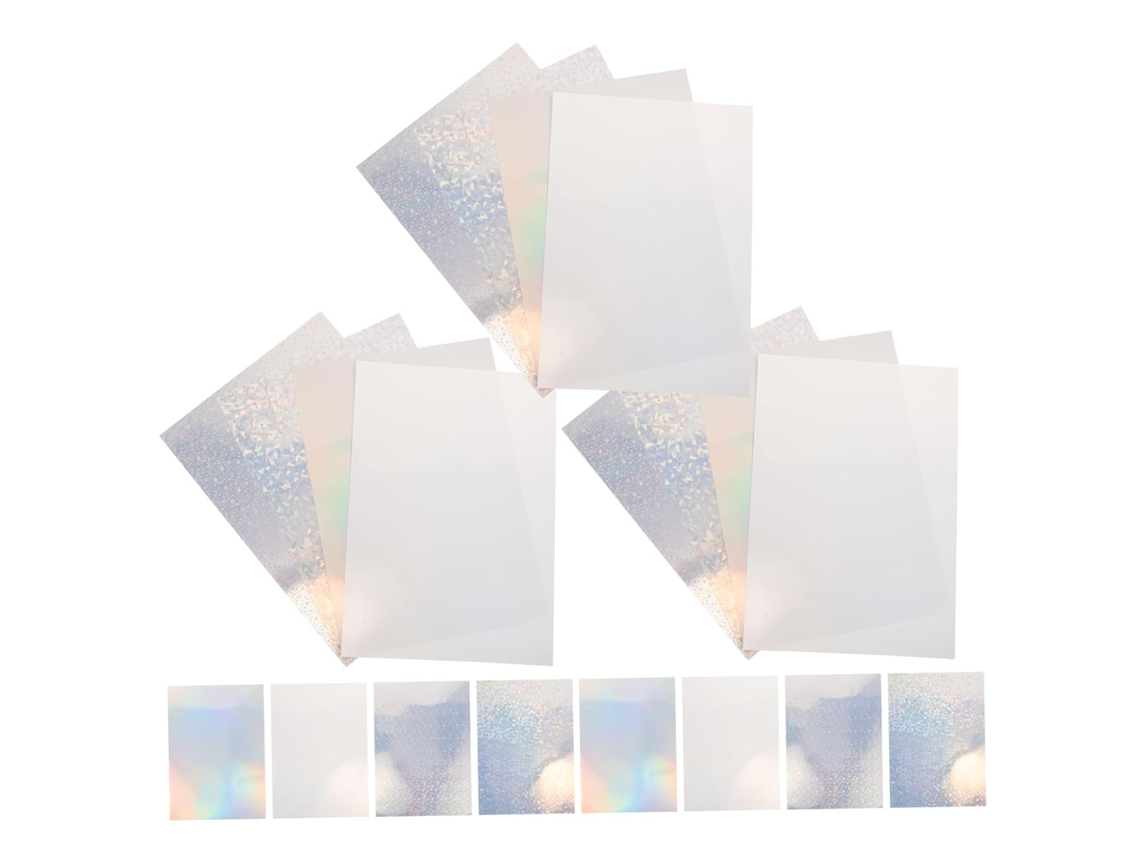 20 folhas de adesivos holográficos, vinil PET com adesivo forte, autoadesivos A4 para impressoras jato de tinta E.