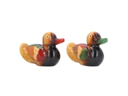Pato Mandarim de Madeira Decorativo S/MARCA