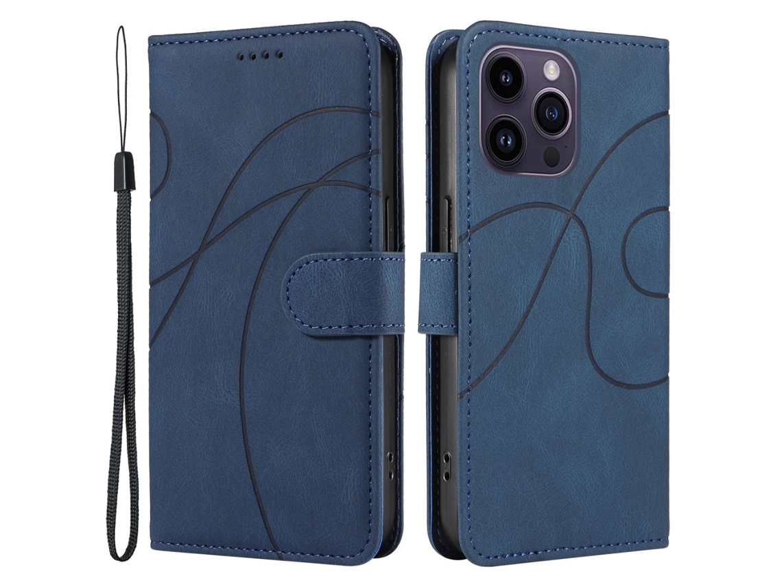 Capa Pega Para Iphone 15 Pro Max Pele Sintética Azul