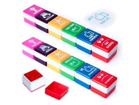 Conjunto de 12 carimbos motivacionais especiais para professores em inglês e catalão Office Box