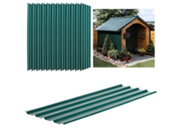 Lote de 12 Painéis de Aço Galvanizado BTFORUS resistente às intempéries verde 129lx45ccm cada