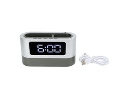 Relógio Despertador com Portaminas, Relógio Led Digital com Memória Hora Data Temperatura, Relógio de Mesa Branco para Escritório Quarto
