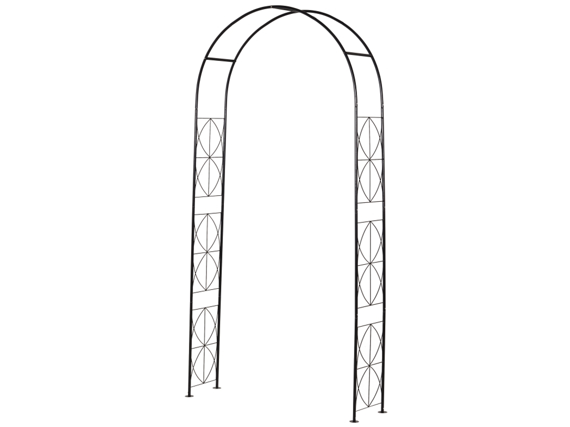 Arco Treliça Jardim Telhado Arqueado 114x30x230cm Preto VELTRIX