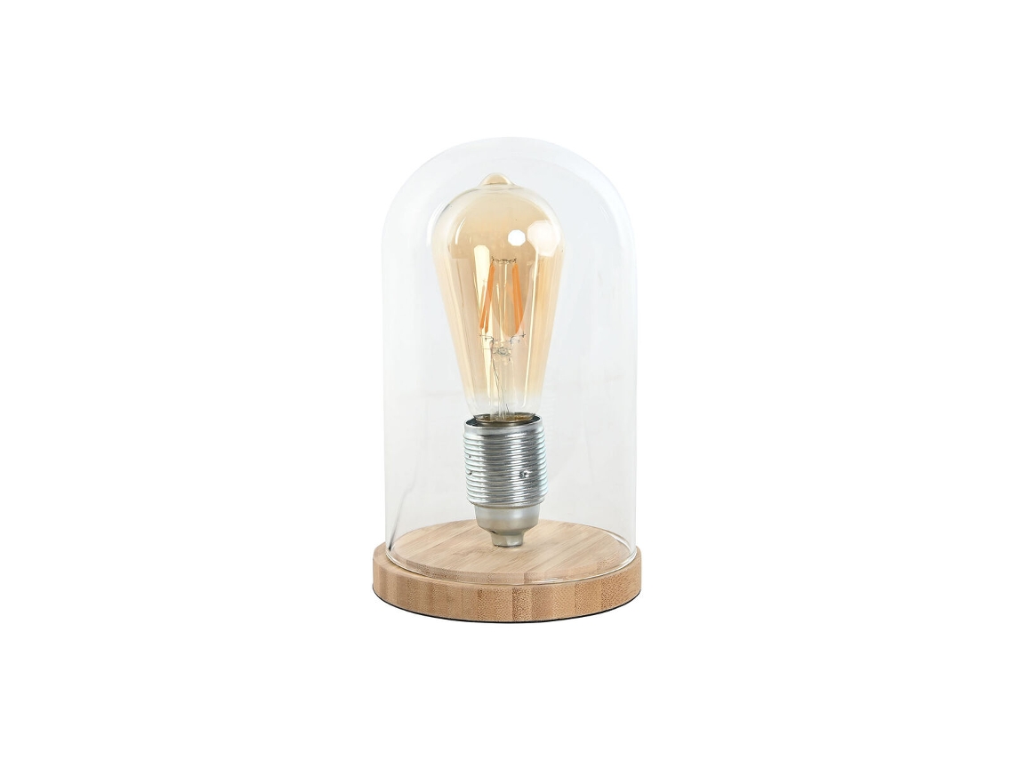 Lâmpada de mesa HOME ESPRIT Natural Bambu Cristal 50 W 220 V 13 x 13 x 22 cm