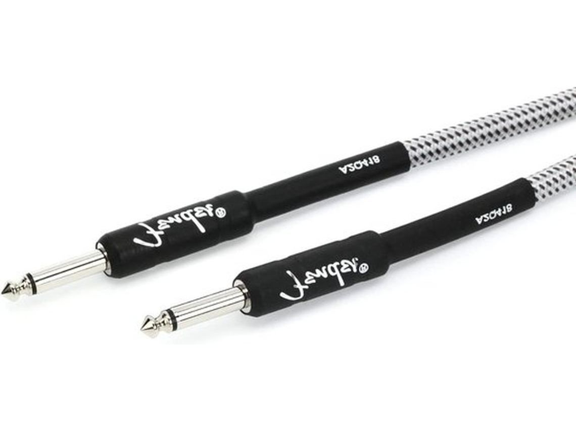Cabo De Guitarra - 5,5m - Conector Plug Direito - Branco Tweed - Profissional