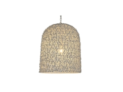 Luminária de Teto em Ferro Branco e Madeira, 58x58x71cm ALEXANDRA HOUSE LIVING