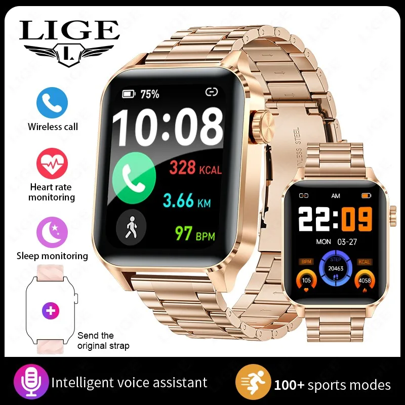 Smartwatch Luxuoso, Relógio Esportivo À Prova D'água Com Tela Totalmente Sensível Ao Toque.