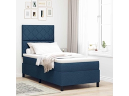 Vidaxl Cama Box Com Cabeceira Azul 90 X 200 Cm Tecido
